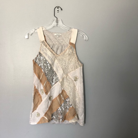 Mystree Tops - 3 for $25 Mystree | beige sequin tank | S